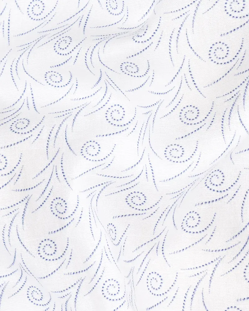 Bright White Printed Luxurious Linen Shirt 3