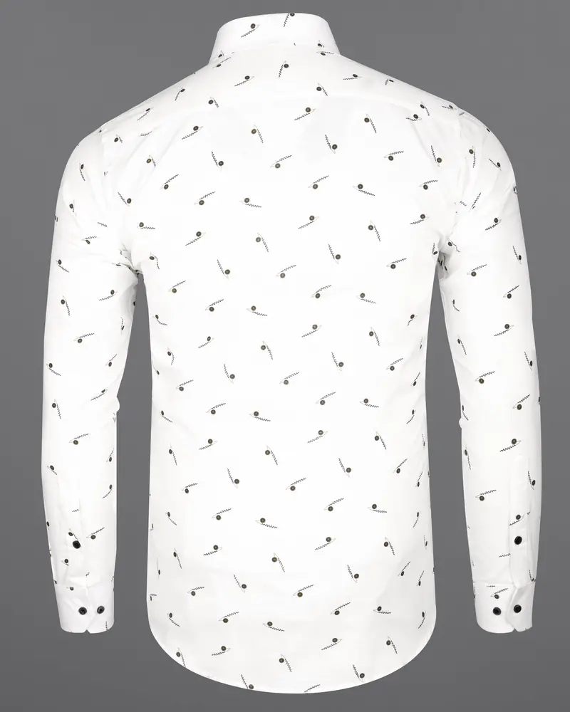 Bright White Printed Luxurious Linen Shirt 6