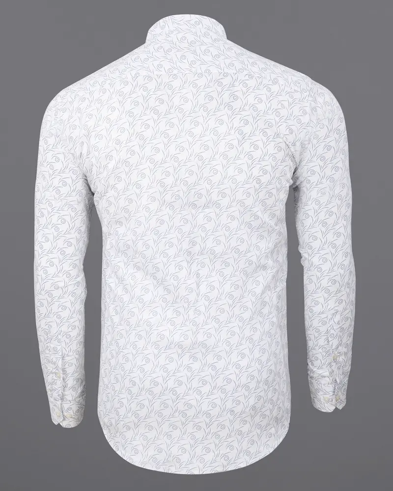 Bright White Printed Luxurious Linen Shirt 7
