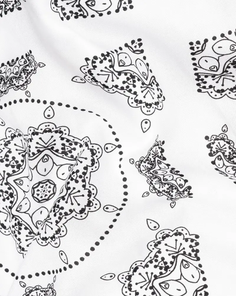 Bright White Printed Premium Cotton Kurta Shirt 3