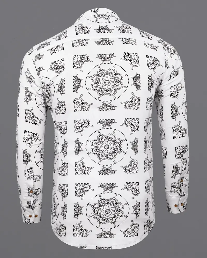Bright White Printed Premium Cotton Kurta Shirt 7