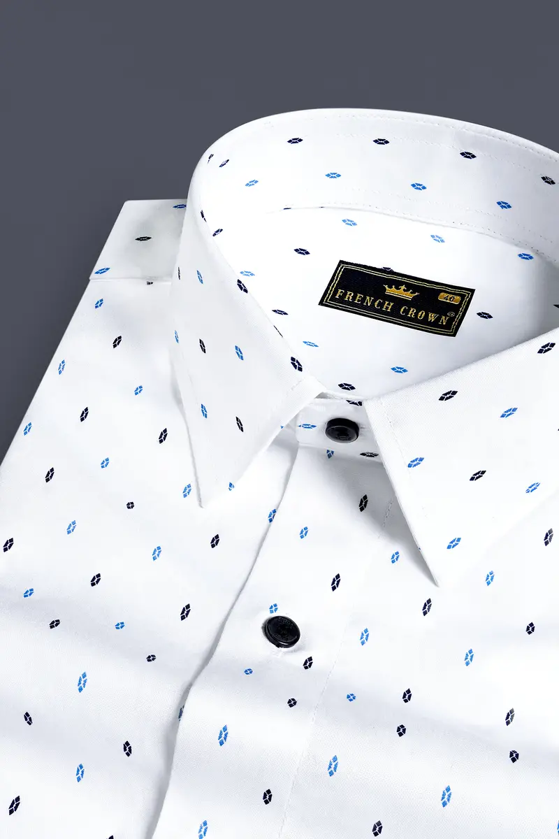 Bright White Printed Premium Cotton Shirt 1
