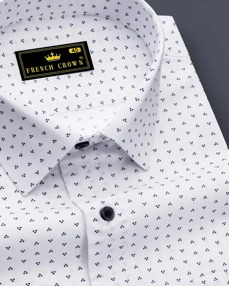 Bright White Printed Premium Cotton Shirt 1