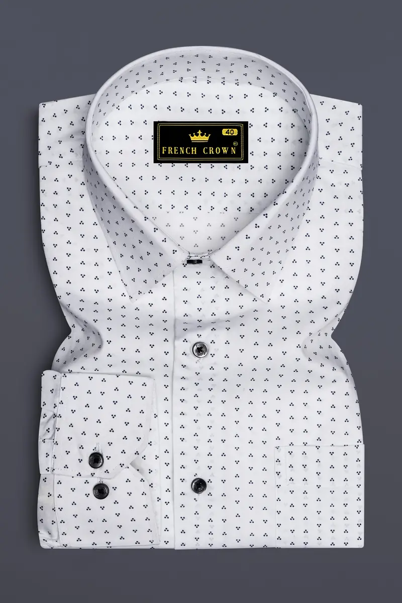Bright White Printed Premium Cotton Shirt 4