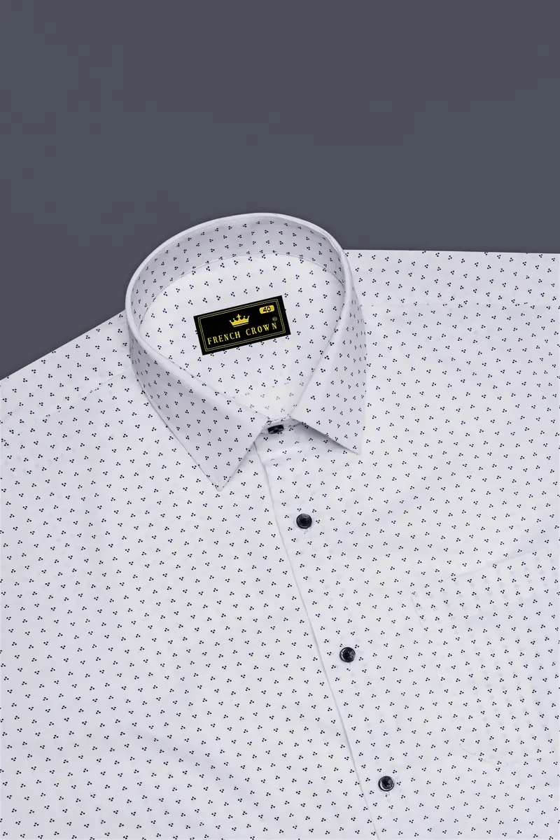 Bright White Printed Premium Cotton Shirt 5
