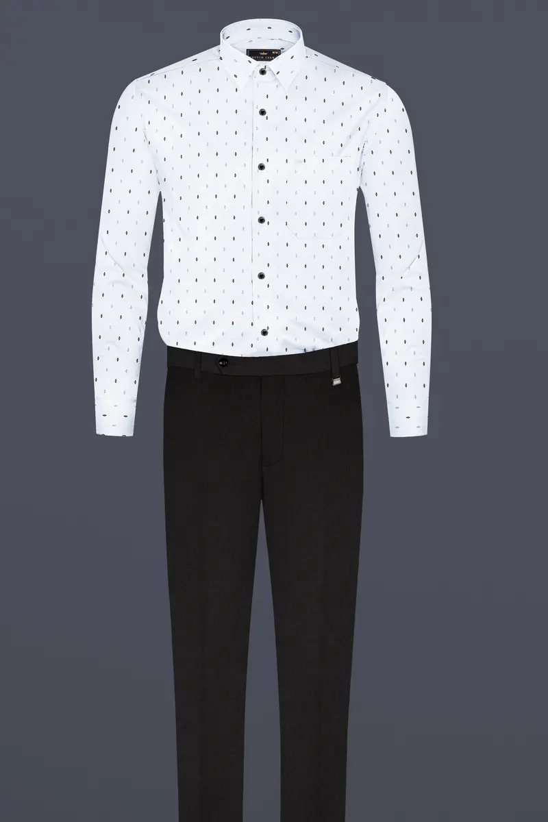 Bright White Printed Premium Cotton Shirt 6
