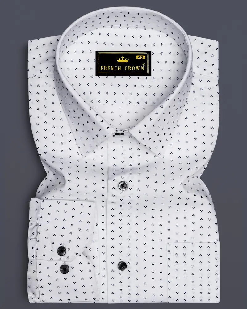 Bright White Printed Premium Cotton Shirt 6