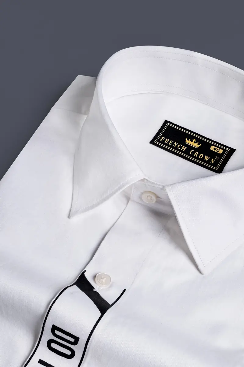 Bright White Printed Subtle Sheen Super Soft Premium Cotton Designer Shirt 4