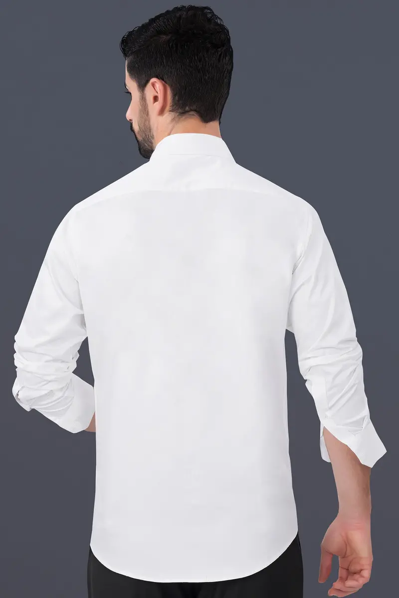 Bright White Printed Subtle Sheen Super Soft Premium Cotton Designer Shirt 9
