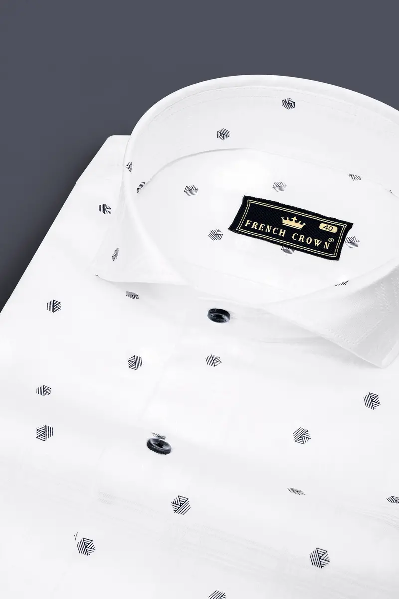 Bright White Printed Subtle Sheen Super Soft Premium Cotton Shirt 1