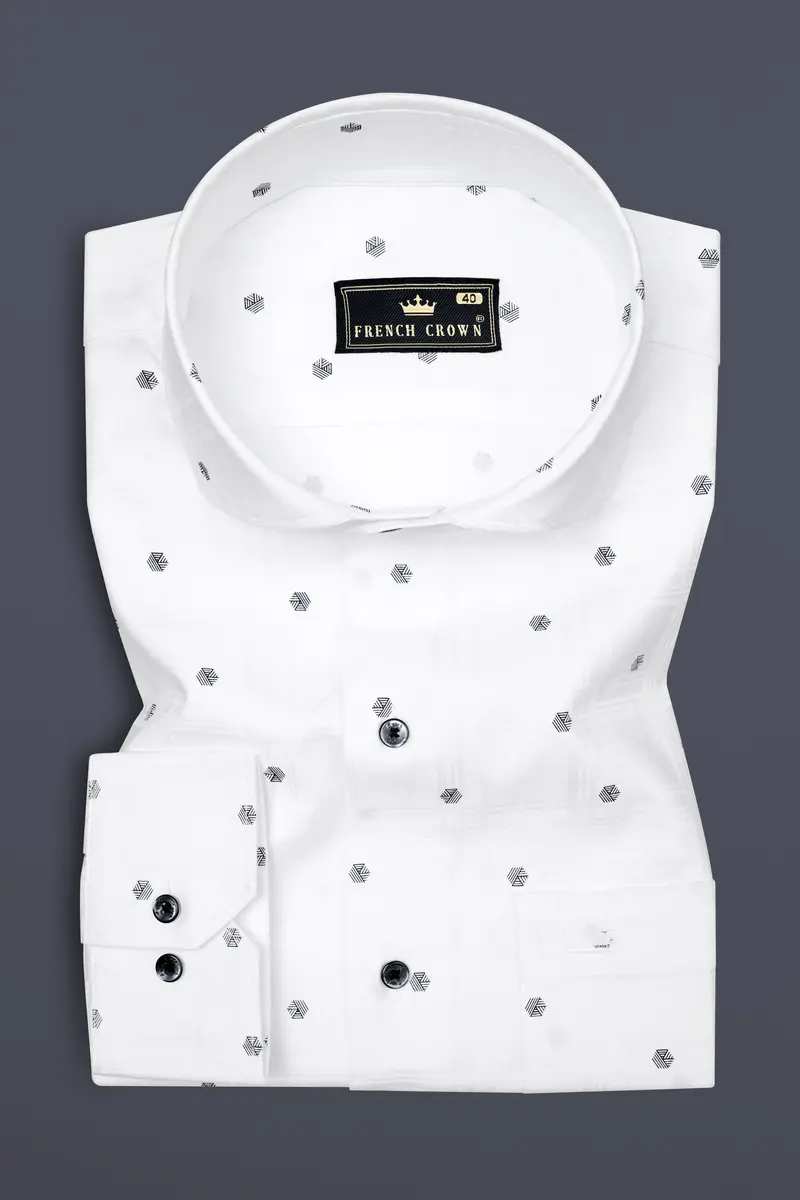 Bright White Printed Subtle Sheen Super Soft Premium Cotton Shirt 3