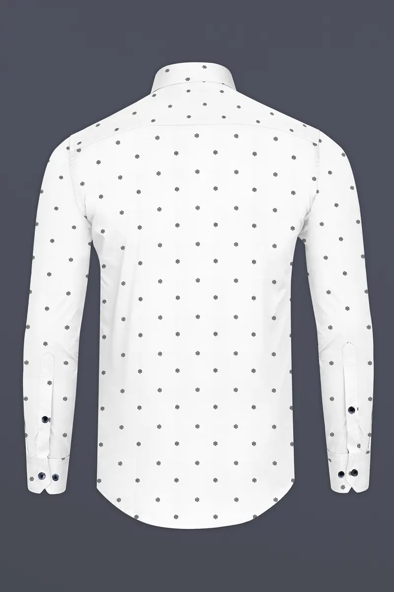 Bright White Printed Subtle Sheen Super Soft Premium Cotton Shirt 5