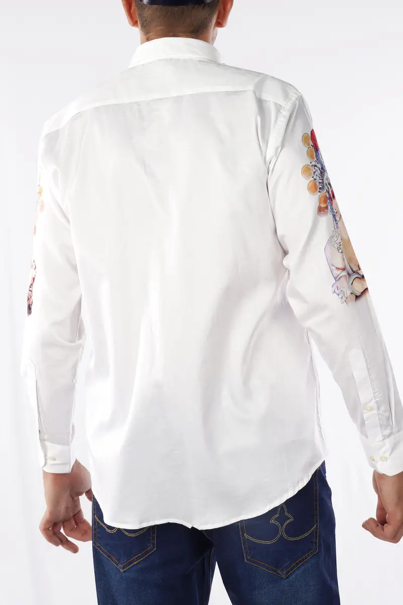 Bright White Printed Super Soft Premium Cotton Designer Shirt 6