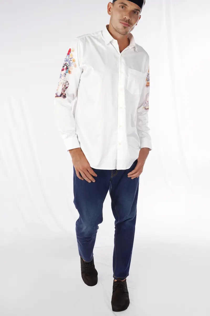 Bright White Printed Super Soft Premium Cotton Designer Shirt 8