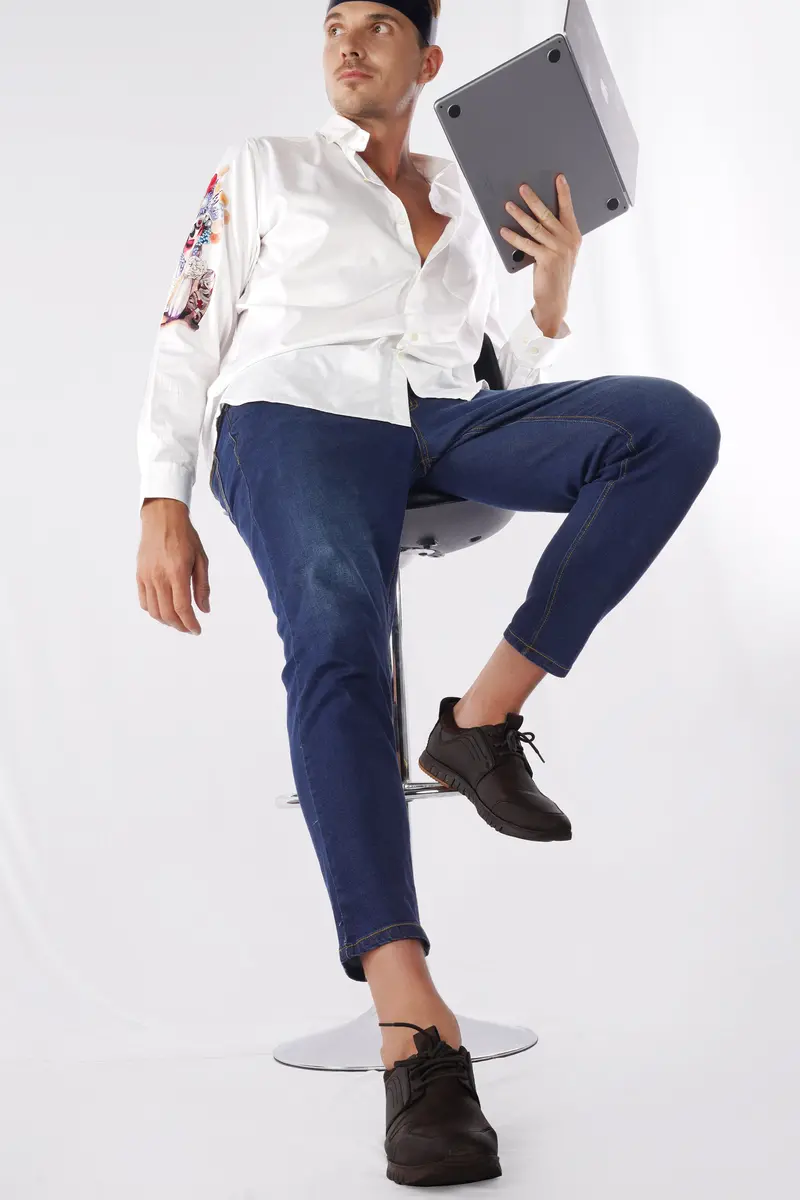 Bright White Printed Super Soft Premium Cotton Designer Shirt 9