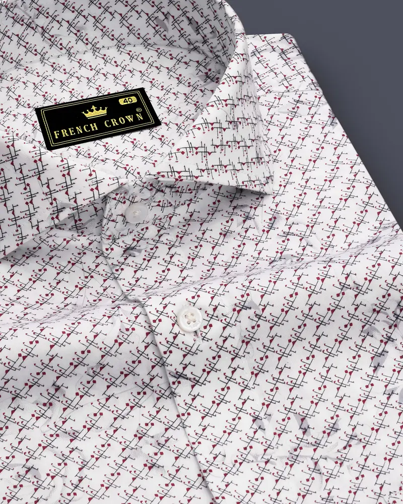 Bright White Printed Super Soft Premium Cotton Shirt 1