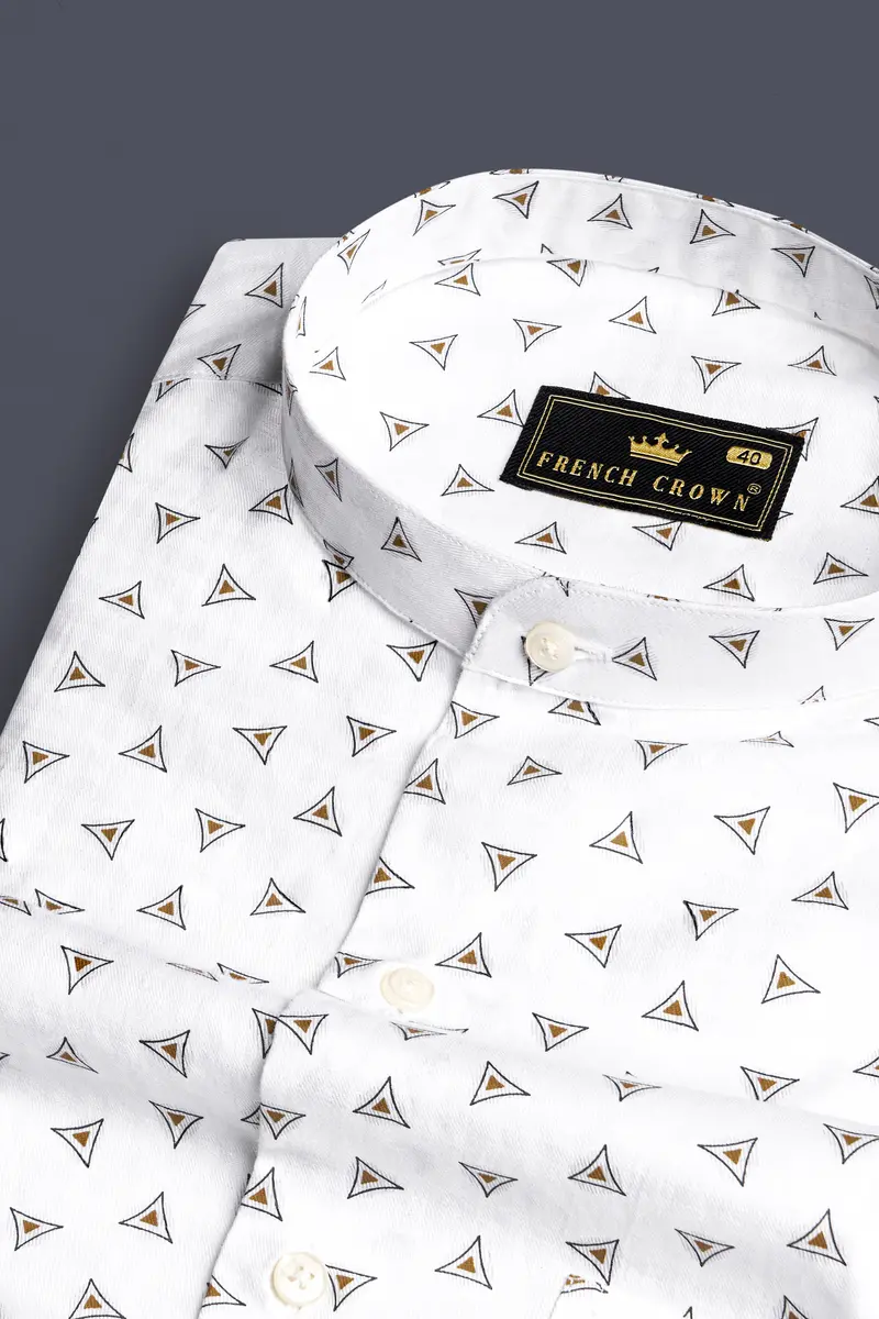 Bright White Printed Super Soft Premium Cotton Shirt 1