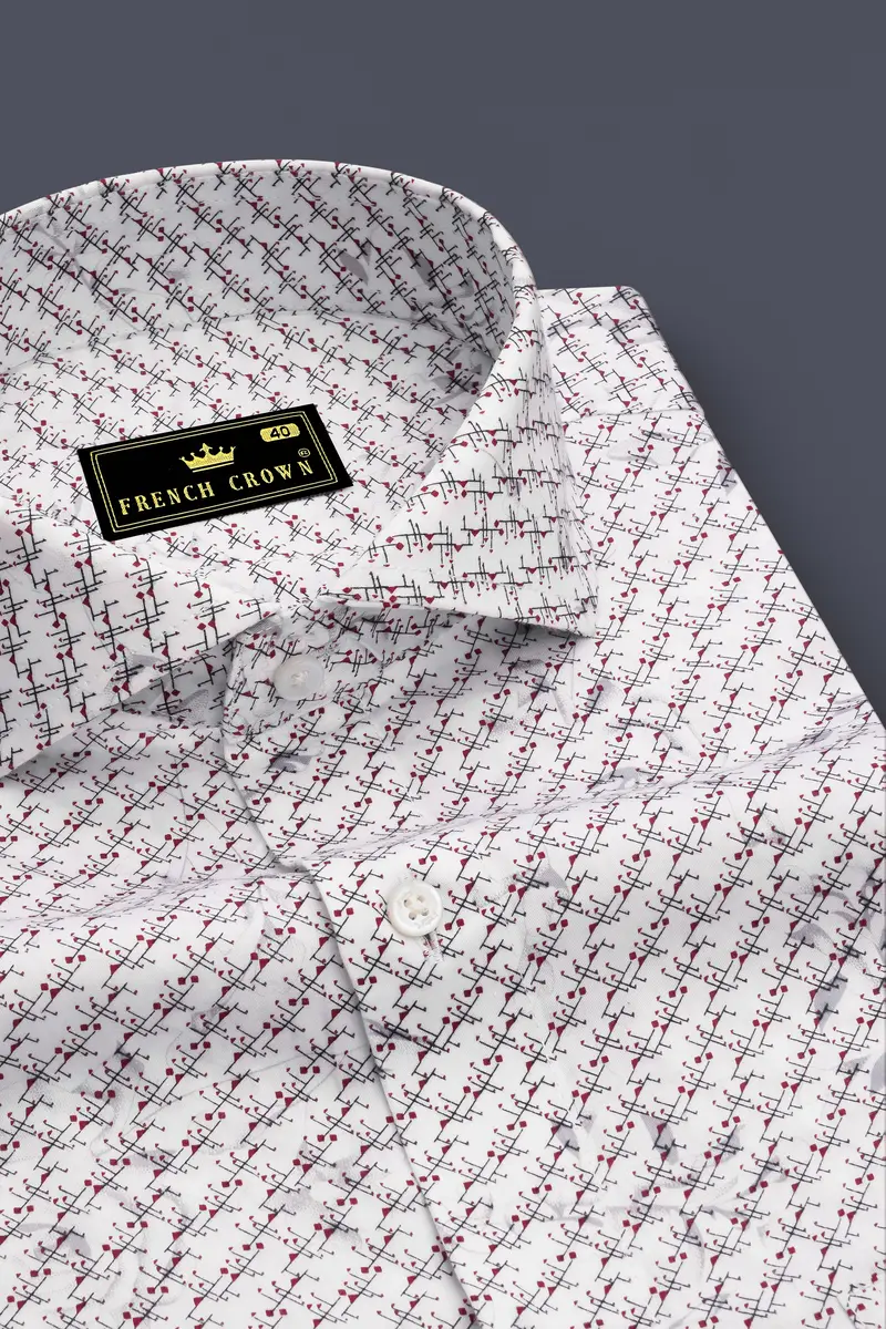 Bright White Printed Super Soft Premium Cotton Shirt 2