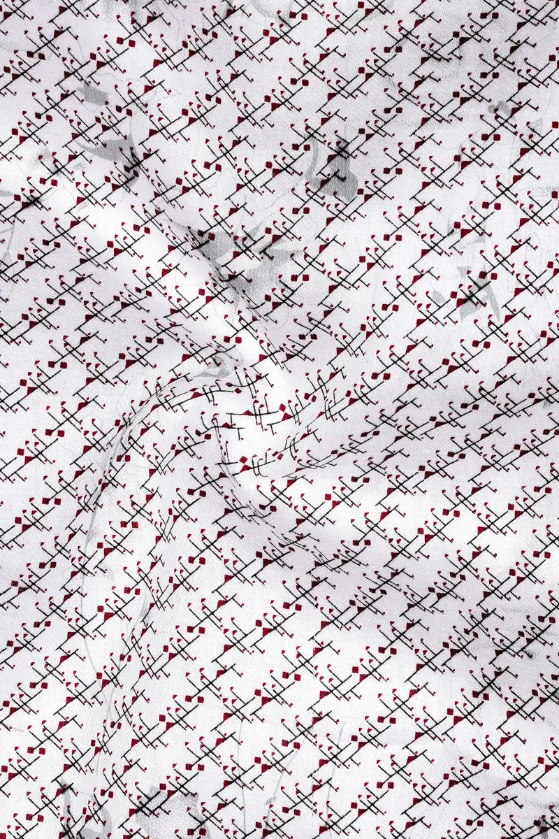 Bright White Printed Super Soft Premium Cotton Shirt 3