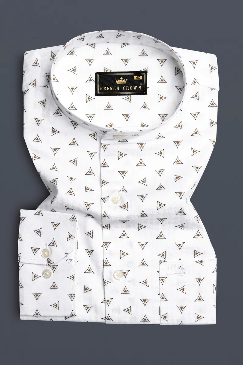 Bright White Printed Super Soft Premium Cotton Shirt 3