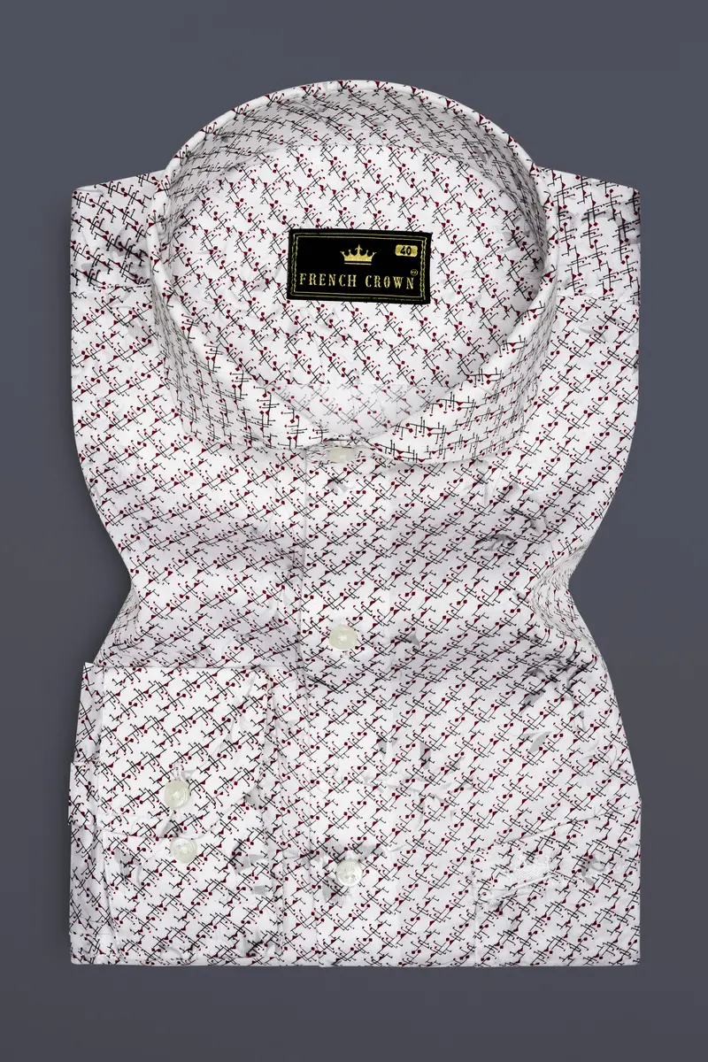 Bright White Printed Super Soft Premium Cotton Shirt 4