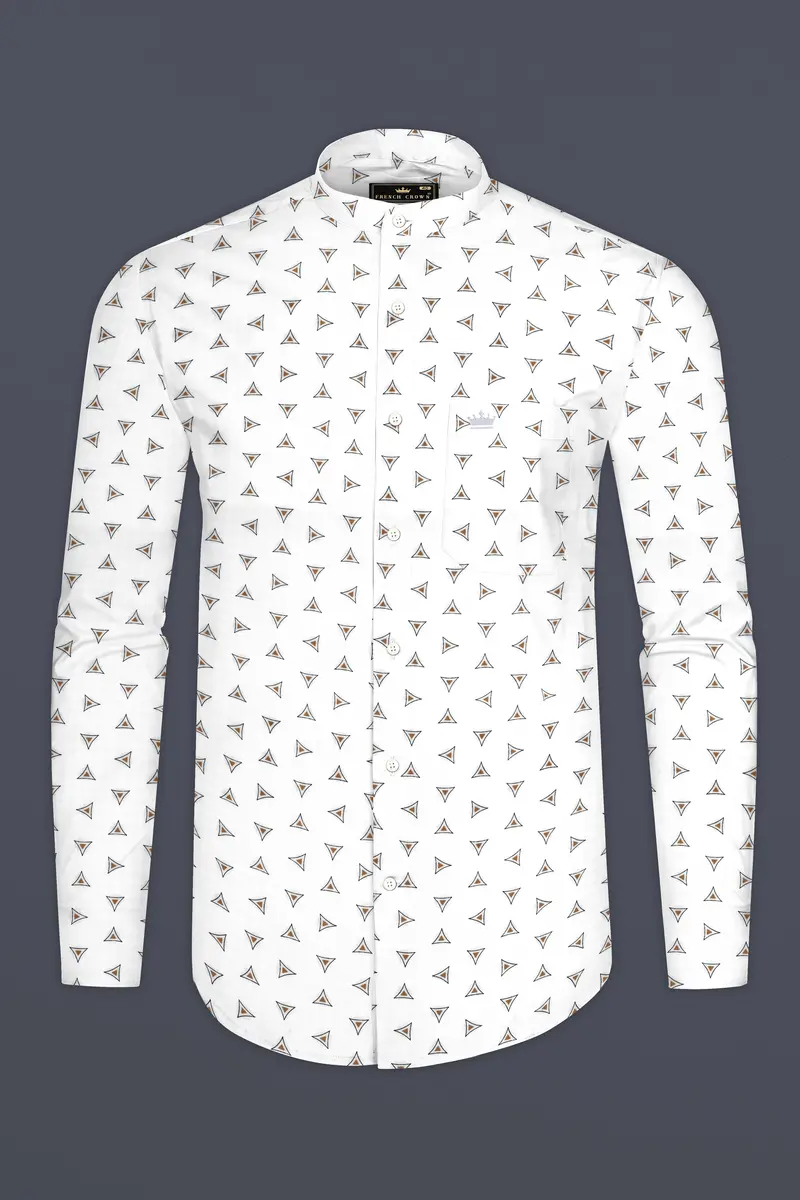 Bright White Printed Super Soft Premium Cotton Shirt 4