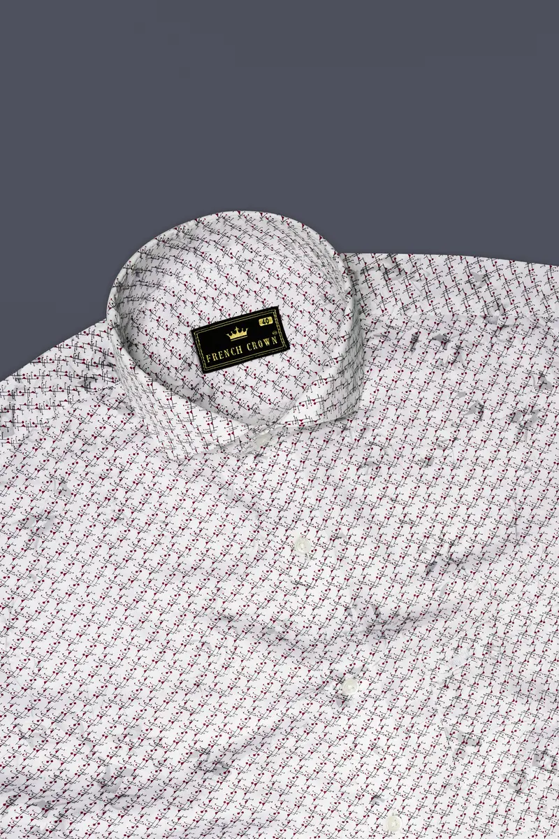 Bright White Printed Super Soft Premium Cotton Shirt 5