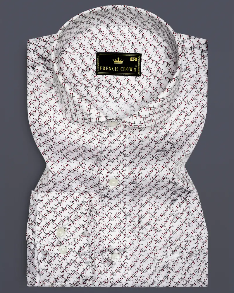 Bright White Printed Super Soft Premium Cotton Shirt 6