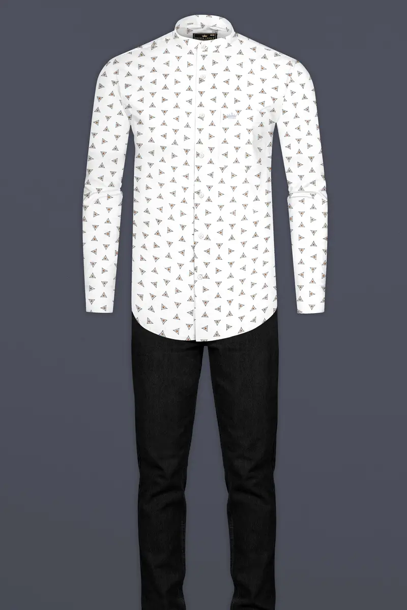 Bright White Printed Super Soft Premium Cotton Shirt 6