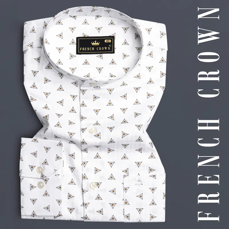 Bright White Printed Super Soft Premium Cotton Shirt 7