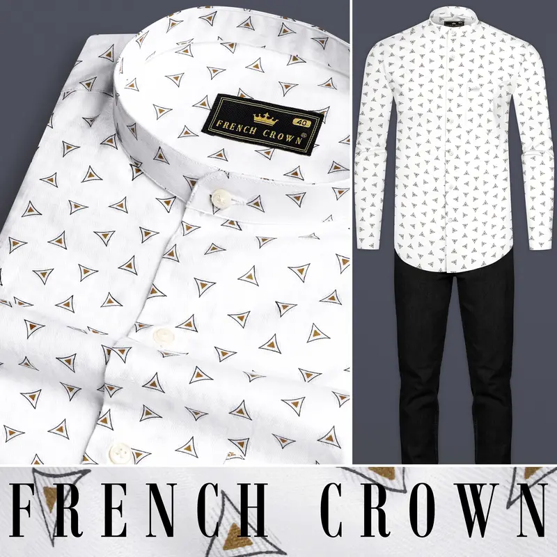 Bright White Printed Super Soft Premium Cotton Shirt 8