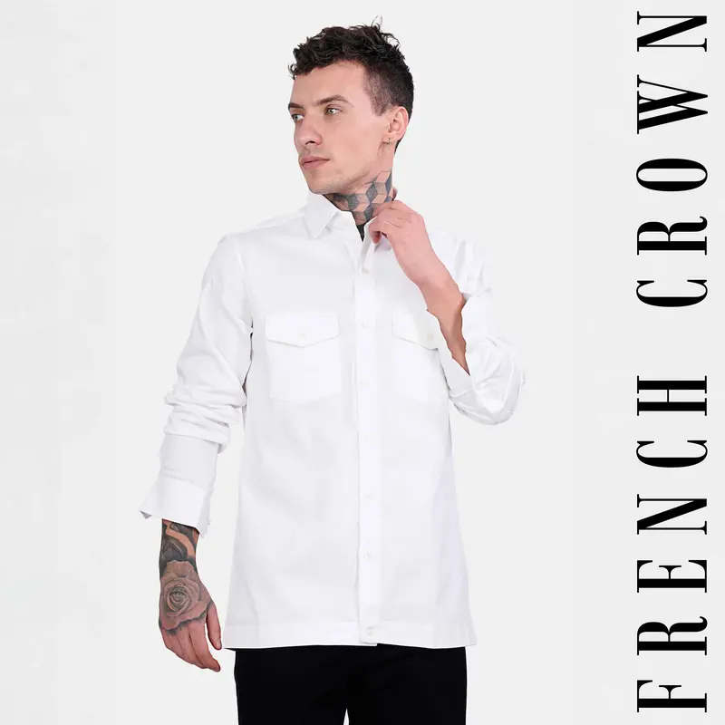 Bright White Royal Oxford Designer Overshirt 1