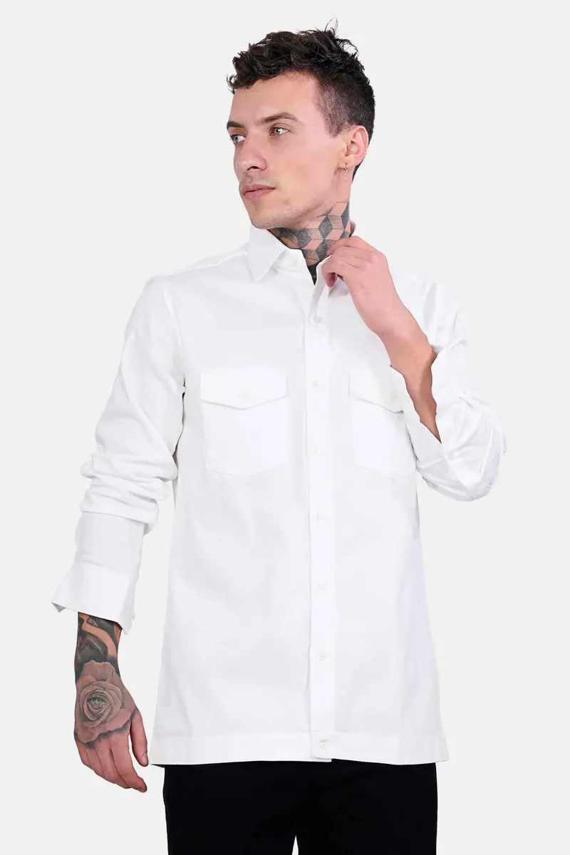 Bright White Royal Oxford Designer Overshirt 2