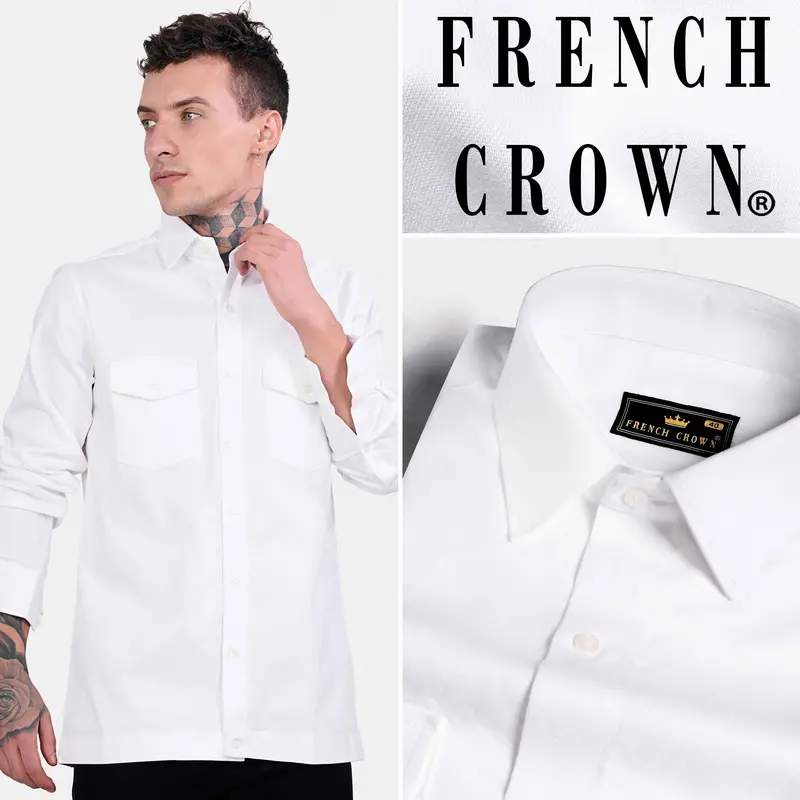 Bright White Royal Oxford Designer Overshirt 6