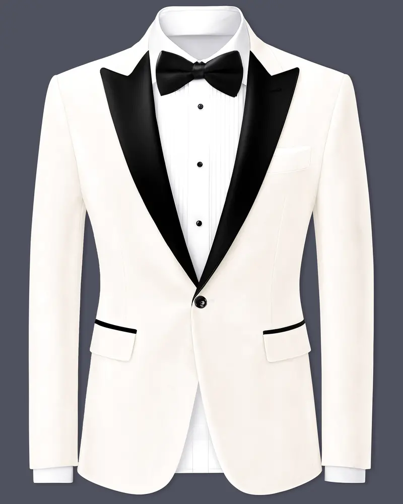 Bright White Single Breasted Premium Velvet Designer Blazer 1
