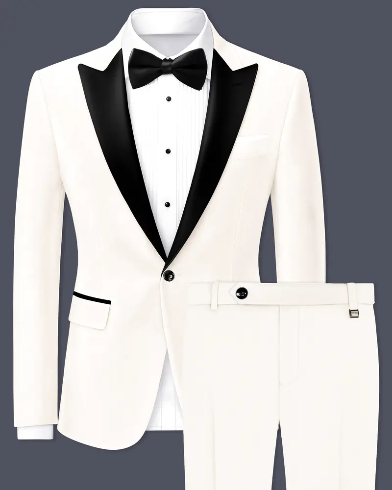 Bright White Single Breasted Premium Velvet Designer Suit 1