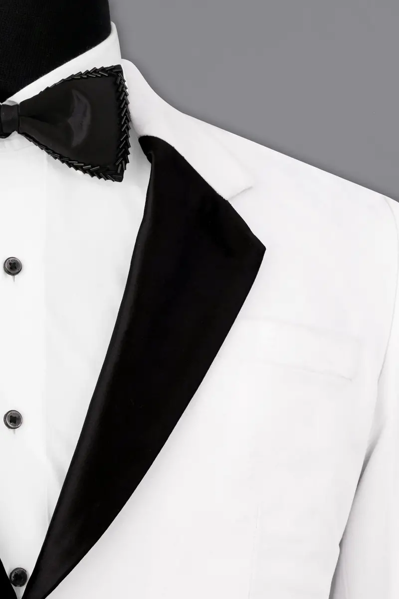 Bright White Single Breasted Premium Velvet Designer Suit 10