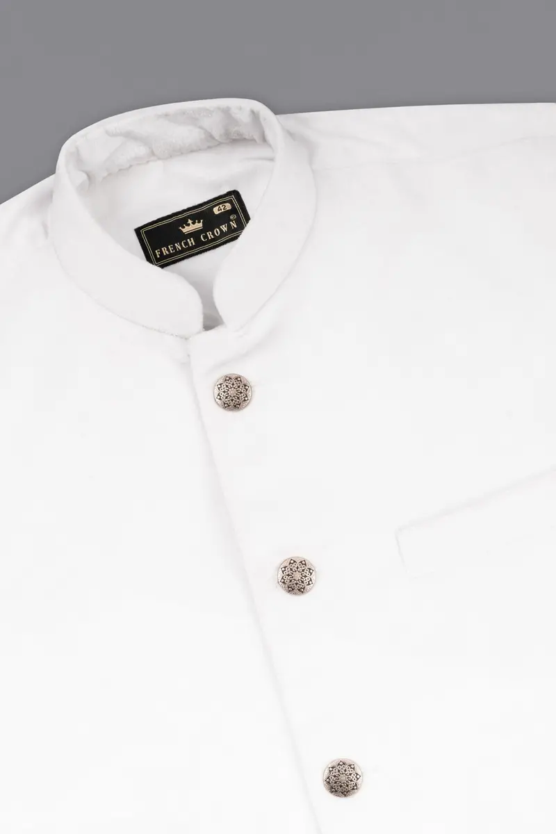 Bright White Single Breasted Premium Velvet Designer Suit 14