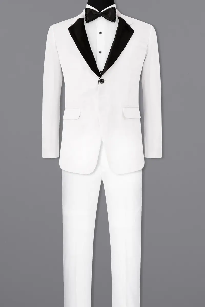 Bright White Single Breasted Premium Velvet Designer Suit 4