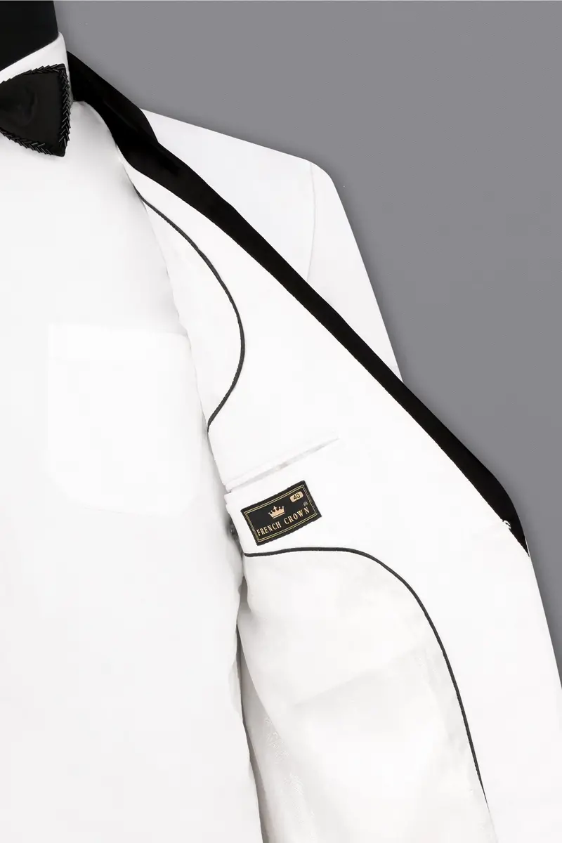 Bright White Single Breasted Premium Velvet Designer Suit 5