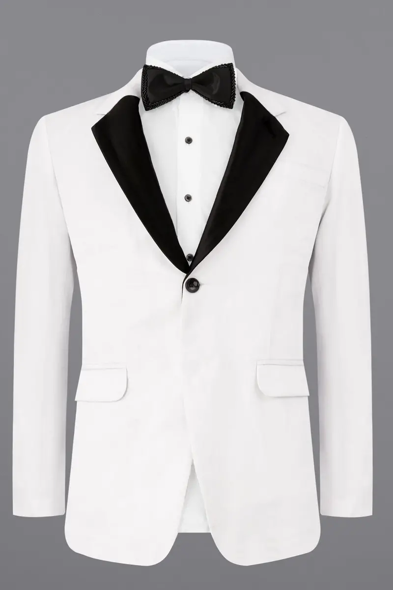 Bright White Single Breasted Premium Velvet Designer Suit 8