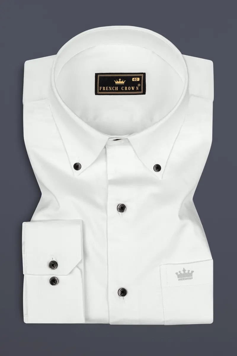 Bright White Soft Twill Giza Cotton Shirt 4