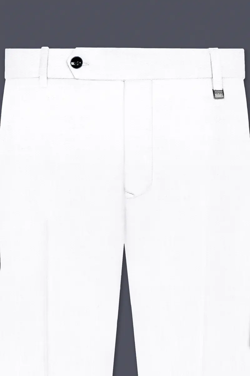 Bright White Solid Bandhgala Luxurious Linen Suit 11