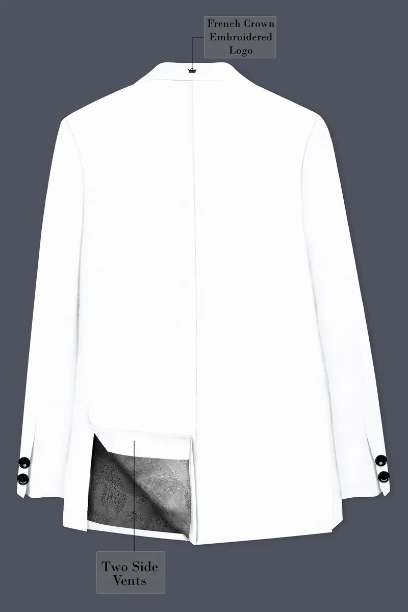 Bright White Solid Bandhgala Luxurious Linen Suit 8