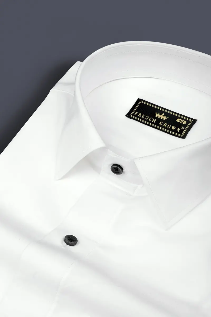 Bright White Solid Giza Cotton Shirt 1