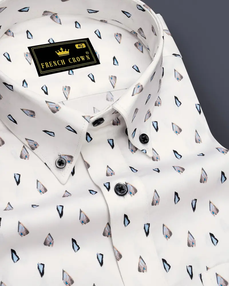 Bright White Stones Printed Super Soft Premium Cotton Shirt 1