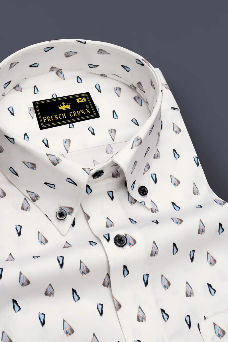 Bright White Stones Printed Super Soft Premium Cotton Shirt 2