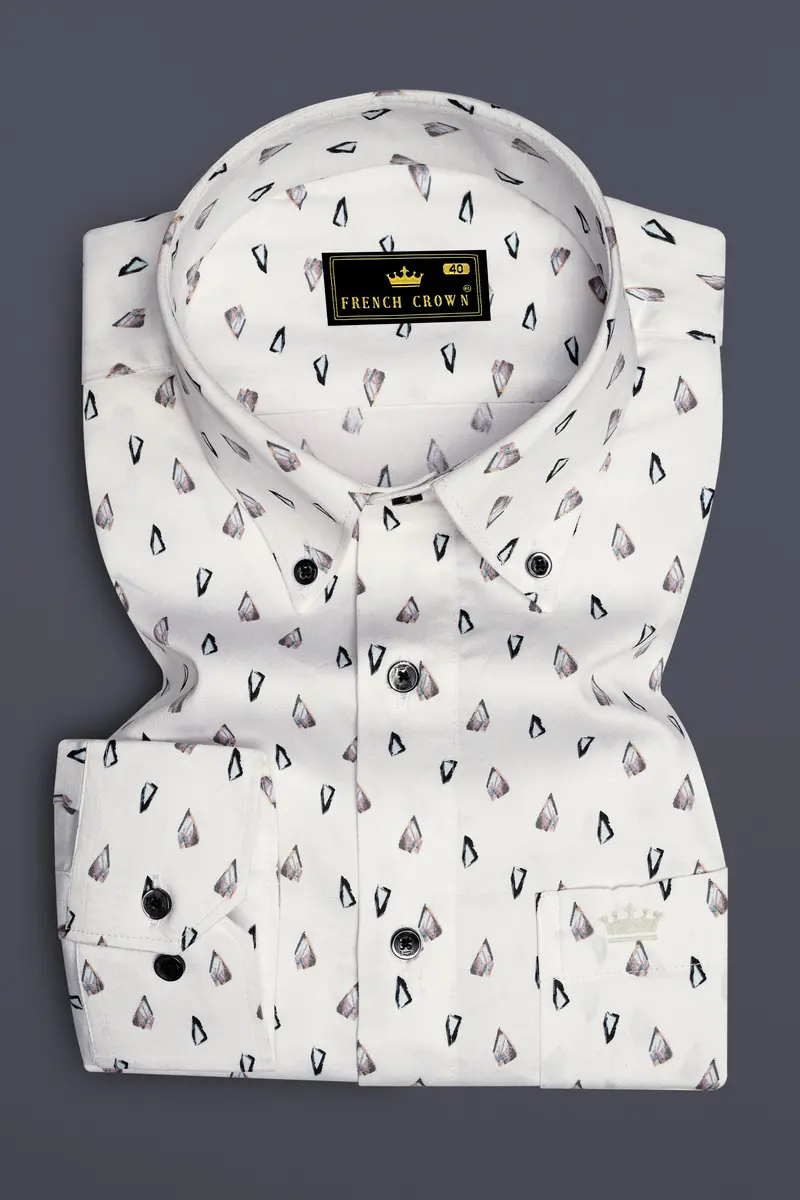 Bright White Stones Printed Super Soft Premium Cotton Shirt 4