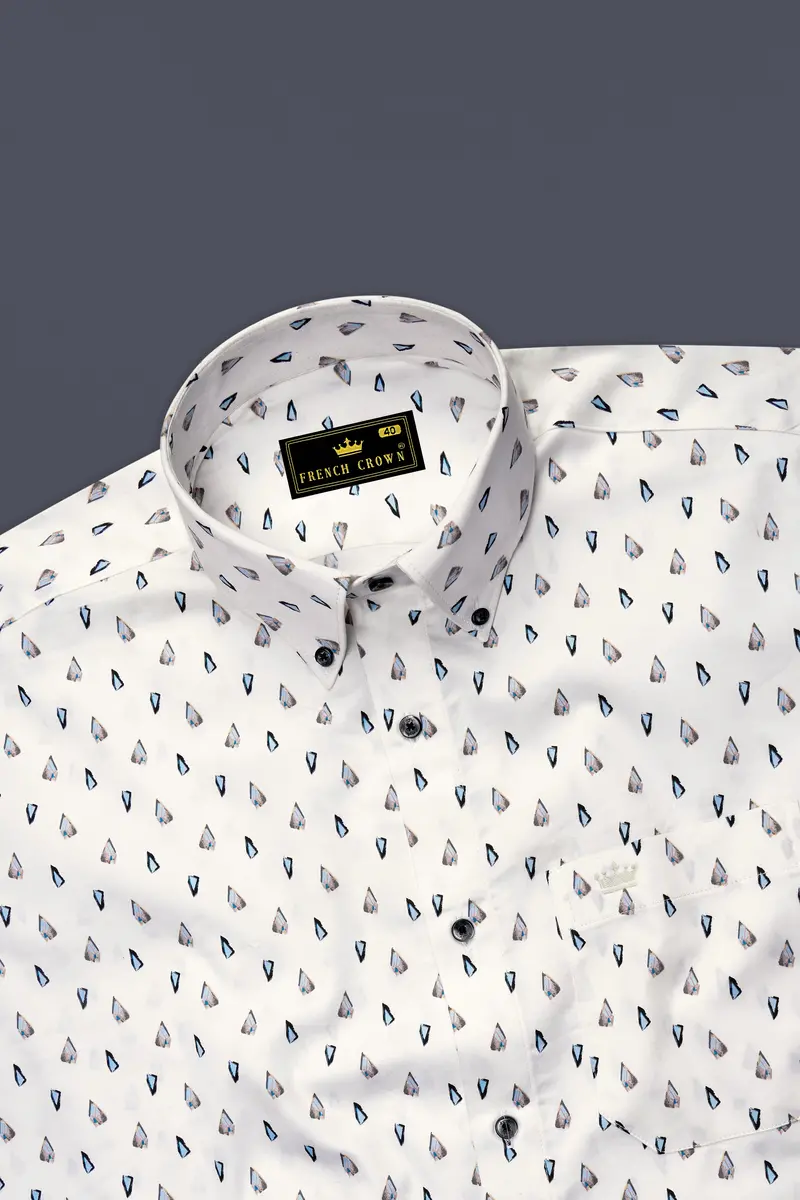 Bright White Stones Printed Super Soft Premium Cotton Shirt 5