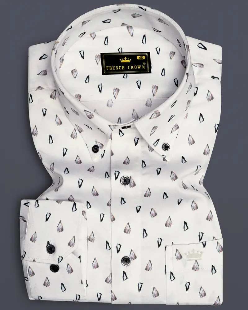 Bright White Stones Printed Super Soft Premium Cotton Shirt 6